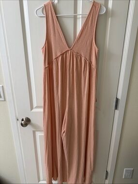 American Eagle Outfitters Peach V-Neck Jumpsuit